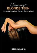 Stunning Blonde Teen in Black Leather Corset Gets Naked